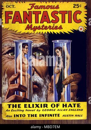 Alchemy - Homonculus - fantastique célèbres mystères' veste. Octobre 1942. Illustration par Virgil Finlay. Banque D'Images