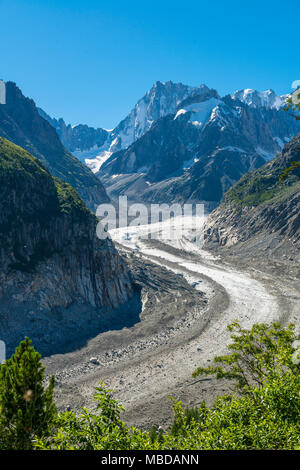 Chamonix-Mont-Blanc (Haute-Savoie, Alpes françaises, l'est de la France) : glacier de vallée 'Mer de glace' (mer de glace) Banque D'Images