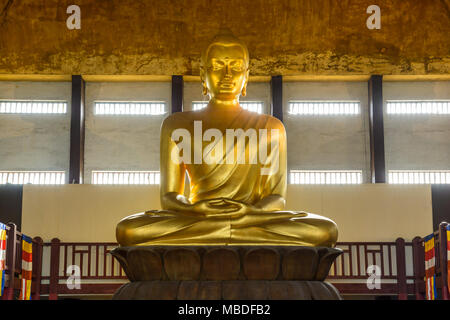 La hauteur de 10 mètres statue en or de Bouddha dans un lotus pose, assis dans la Grande Pagode du Bois de Vincennes, est la plus haute d'Europe. Banque D'Images