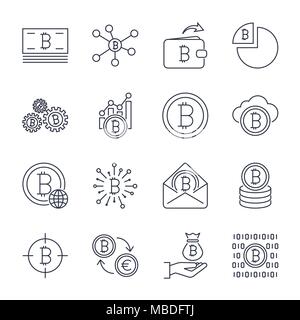 Jeu de course en ligne et cryptocurrency bitcoin vecteur d'icônes. L'exploitation minière, médaille, pioche, or, argent, l'échange. Icons set pour les applications, programmes, nationaux et d'autres. Avc. modifiable Illustration de Vecteur