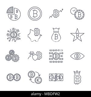 Icons set Bitcoin pour internet argent symbole de devise crypto et image de pièce pour l'utilisation dans le web. Course modifiable Illustration de Vecteur