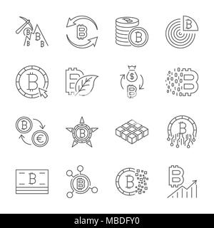 Icon Set, bitcoin. d'affaires innovation crypto Course modifiable Illustration de Vecteur