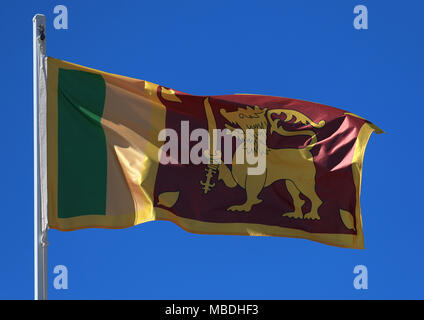 Le drapeau du Sri Lanka au cours de la cinquième journée de la 2018 Jeux du Commonwealth à la Gold Coast, Australie. Banque D'Images