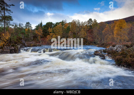 Garbh uisge (Rivière Affric rapids) en crue, Glen Affric, Ecosse, Royaume-Uni Banque D'Images