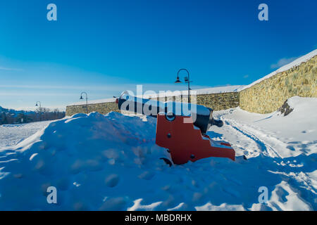 Forteresse médiévale Kristiansten, situé sur une colline à l'est de la ville de Trondheim, historiquement, Kaupangen Nidaros, et Trondhjem, est une ville et une municipalité située dans le comté de Sor-Trondelag, Norvège Banque D'Images
