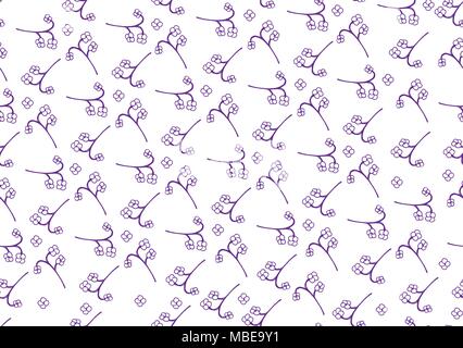 Doodle motif transparent avec fleurs, isolé sur fond blanc - hand drawn vector Illustration de Vecteur