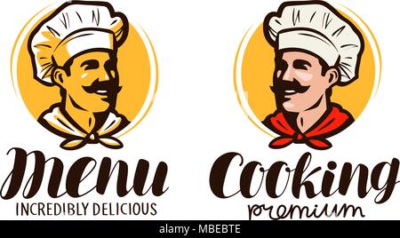 Cuisinier, logo ou symbole. Concept de repas. Pour l'élément de menu de restaurant ou un café. Vector illustration Illustration de Vecteur