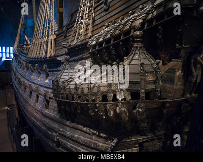 Navire de guerre Vasa historique en musée Vasa, Stockholm, Suède Banque D'Images