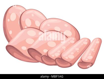 Tranches de salami saucisse. Charcuterie de viande produit. Vector illustration gastronomique dans un style de dessin animé. Vector illustration sur fond blanc. Si Web Illustration de Vecteur