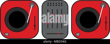 Télévision décrites platines illustration. Platine vinyle vert. Style plat dessin vectoriel. Gramophone vert. Dj set Illustration de Vecteur