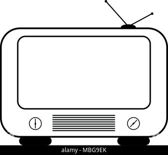 Tv rétro dessin vectoriel. Vecteur de style plat. L'icône de la télévision, d'un symbole isolé sur fond blanc, surface. Illustration de Vecteur