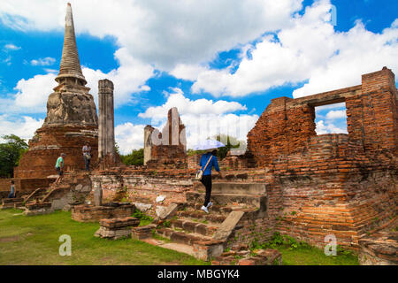 Au tourisme thaïlandais Wat Maha That, Ayutthaya, Thaïlande Banque D'Images