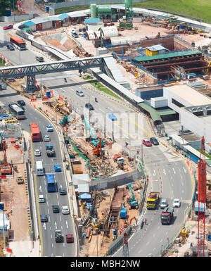 Vue aérienne du chantier de construction de la ville. Singapour Banque D'Images