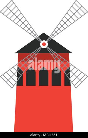 Image bâtiment traditionnel windmill farm Illustration de Vecteur