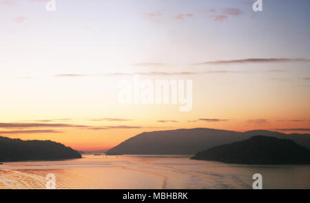 Coucher de soleil sur le fjord d'Oslo, Norvège Banque D'Images