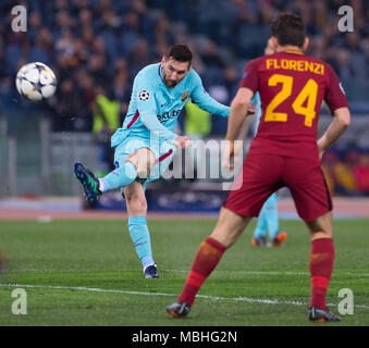 Rome, Italie. 10 avr, 2018. Lionel Messi de Barcelone au cours de l'UEFA Champions League match de quart de finale entre l'AS Roma et le FC Barcelone au Stade Olympique. Vicinanza/crédit : Ernesto SOPA Images/ZUMA/Alamy Fil Live News Banque D'Images