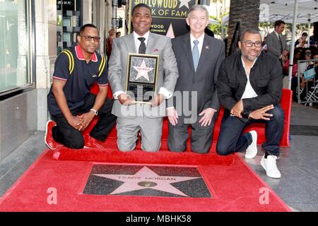 Hollywood, Californie, USA. Apr 9, 2018. Chambre de commerce de Hollywood honore Tracy Morgan avec étoile sur le Hollywood Walk of Fame .6280 Hollywood Boulevard, Hollywood, CA USA..MARTIN LAWRENCE, TRACY MORGAN, LERON GUBLER, JORDANIE PEELE . © H.Clinton Wallace/Photomundo/ International Inc Photos Credit : Clinton Wallace/Globe Photos/ZUMA/Alamy Fil Live News Banque D'Images