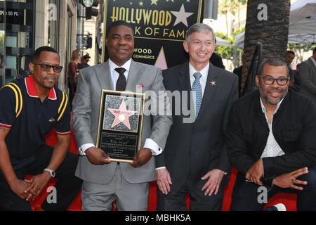 Hollywood, Californie, USA. Apr 9, 2018. Chambre de commerce de Hollywood honore Tracy Morgan avec étoile sur le Hollywood Walk of Fame .6280 Hollywood Boulevard, Hollywood, CA USA..MARTIN LAWRENCE, TRACY MORGAN, LERON GUBLER, JORDANIE PEELE . © H.Clinton Wallace/Photomundo/ International Inc Photos Credit : Clinton Wallace/Globe Photos/ZUMA/Alamy Fil Live News Banque D'Images