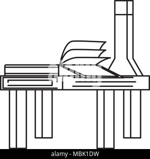 Table avec réserve et fiole chimique icône sur fond blanc, vector illustration Illustration de Vecteur