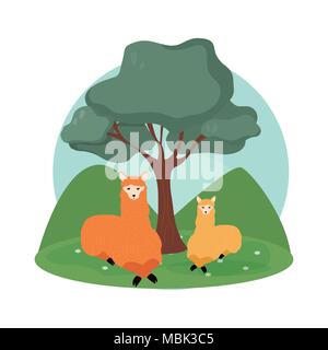 Les lamas Caricatures Animaux Illustration de Vecteur