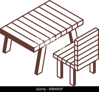 Table de pique-nique et camping Icône isométrique Illustration de Vecteur