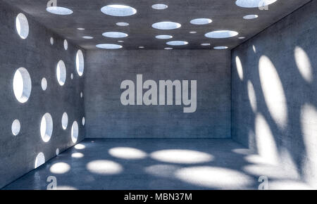 L'image de rendu 3d du béton avec trous circulaires Banque D'Images