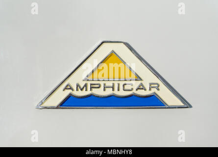 Le logo d'un véhicule amphibie Amphicar, exposition à Moselle, Neumagen-Dhron, Rhénanie-Palatinat, Allemagne Banque D'Images