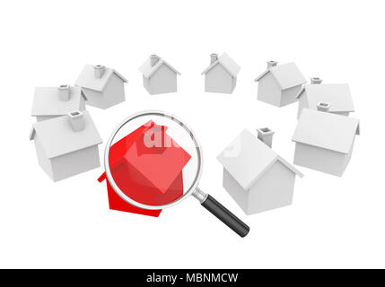 Chambre avec loupe (Maison isolée) Concept de chasse Banque D'Images