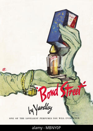 Années 1950 vintage original publicité Publicité parfum Yardley Bond Street en anglais magazine vers 1958 Banque D'Images