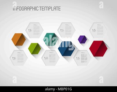 Modèle avec option infographique hexagones colorés, effet télévision Illustration de Vecteur