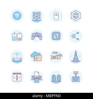 La technologie moderne - ligne vectorielle style design icons set Illustration de Vecteur