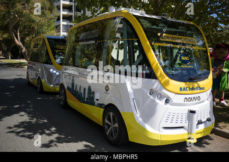 Bus électrique sans conducteur, à Perth, Australie, le 24 février 2018. Banque D'Images