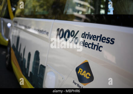 Bus électrique sans conducteur, à Perth, Australie, le 24 février 2018. Banque D'Images