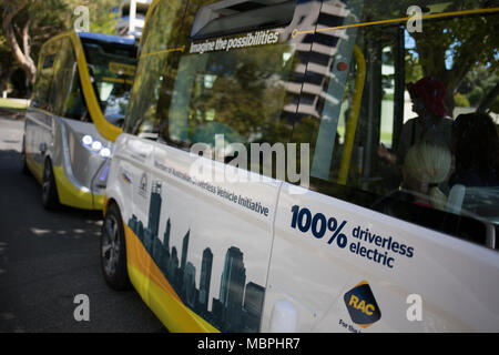 Bus électrique sans conducteur, à Perth, Australie, le 24 février 2018. Banque D'Images