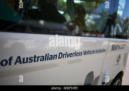 Bus électrique sans conducteur, à Perth, Australie, le 24 février 2018. Banque D'Images