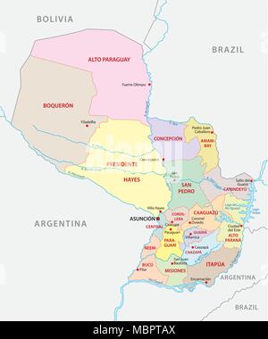 Paraguay carte vectorielle administrative et politique Illustration de Vecteur