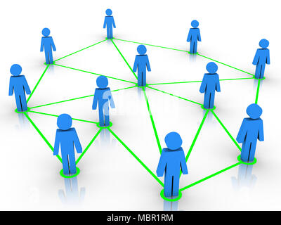 3d human figures connecté avec les lignes sont comme un réseau social Banque D'Images