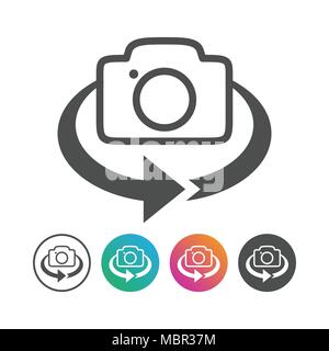 Appareil photo simple Flip 360 Symbole Vecteur Conception logo graphique Icon Set Illustration de Vecteur