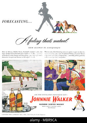 1949 publicité américaine pour Johnnie Walker blended Scotch whisky. Banque D'Images