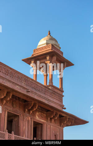 Samosa de Mahal, détail architectural du toit, Fatehpur Sikri, Uttar Pradesh, Inde Banque D'Images