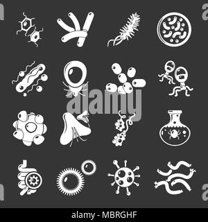 Les bactéries virus vecteur gris icons set Illustration de Vecteur