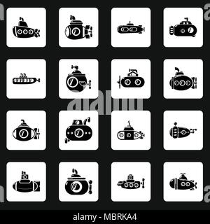 Icons set sous-marin, le style simple Illustration de Vecteur