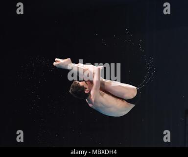 Gold Coast, Queensland, Australie. 12 avril, 2018. Aidan Heslop (WAL). Mens tremplin 3m final. Plongée sous-marine. XXI Jeux du Commonwealth. Centre aquatique d'Optus. Côte d'or 2018. Le Queensland. L'Australie. 12/04/2018. Credit : Sport en images/Alamy Live News Banque D'Images