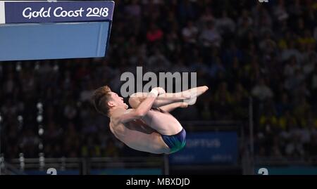 Gold Coast, Queensland, Australie. 12 avril, 2018. James Connor (AUS). Mens tremplin 3m final. Plongée sous-marine. XXI Jeux du Commonwealth. Centre aquatique d'Optus. Côte d'or 2018. Le Queensland. L'Australie. 12/04/2018. Credit : Sport en images/Alamy Live News Banque D'Images