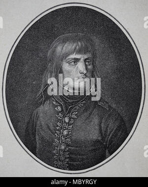 Général Napoléon Bonaparte (1769-1821). Premier consul, pour la vie. Gravure, 19ème siècle. Portrait. Banque D'Images