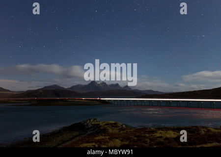 Location de light trails sur Côte Nord 500 près de langue maternelle Banque D'Images