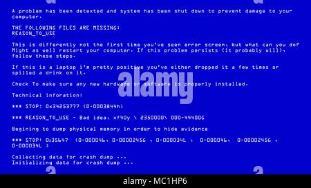 Vecteur d'écran bleu de la mort. BSOD. La mort fatale erreur informatique. Rapport de panne du système. Illustration Illustration de Vecteur