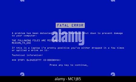 Vecteur d'écran bleu de la mort. BSOD. Pilote fatal, critique de l'ordinateur mémoire erreur 404. Appareil incompatible. Illustration Illustration de Vecteur