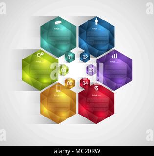 Infographic template avec des cristaux, des mesures d'option Illustration de Vecteur