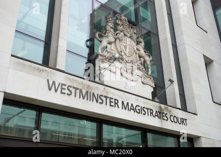 L'extérieur de l'édifice de la Cour des magistrats de Westminster sur Marylebone Road, Marylebone, London, NW1, UK Banque D'Images